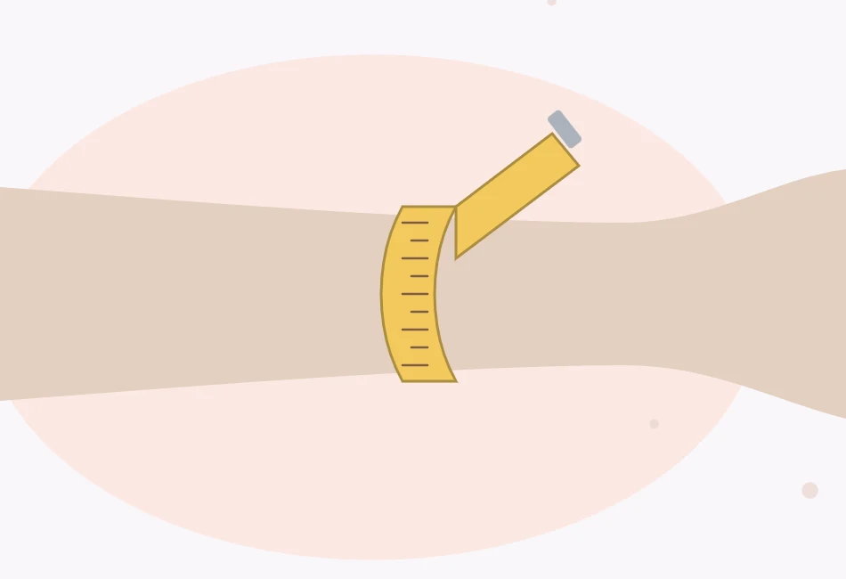 Illustration of a flexible tape measure wrapped snugly around a wrist